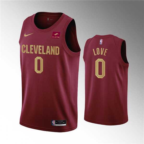 Men's Cleveland Cavaliers #0 Kevin Love Wine Icon Edition Stitched Basketball Jersey Dzhi